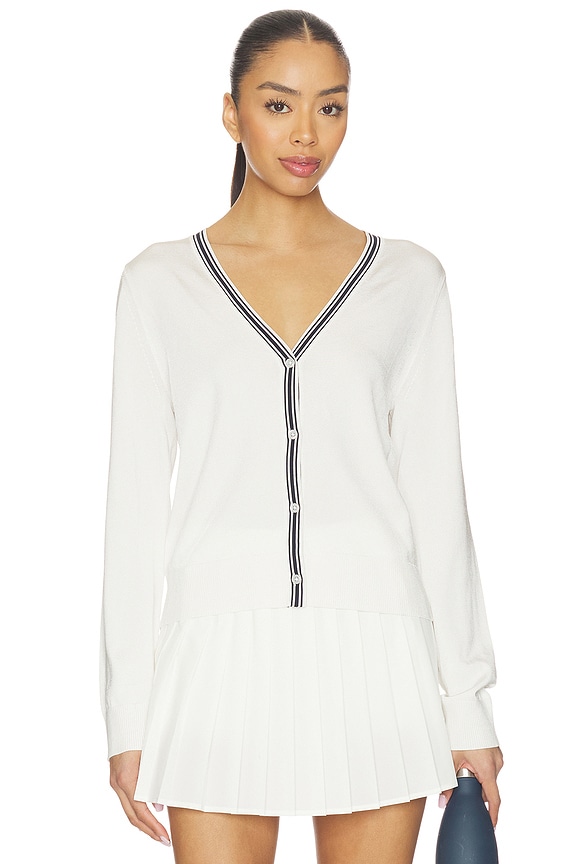 view 1 of 4 Bekah Knit Cardigan in White & Indigo