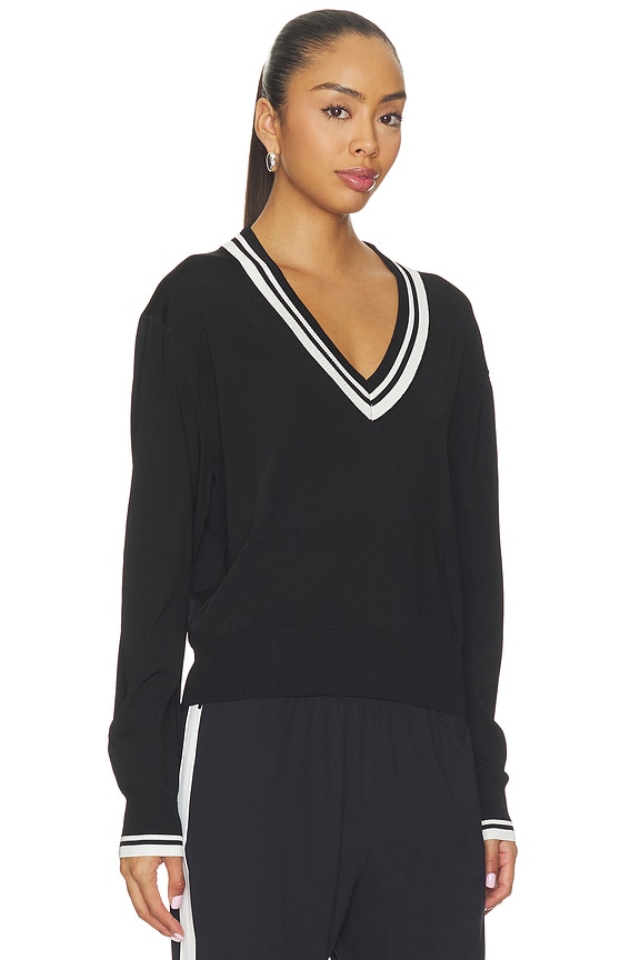 view 2 of 4 Jemma Knit V-neck Pullover in Black & White