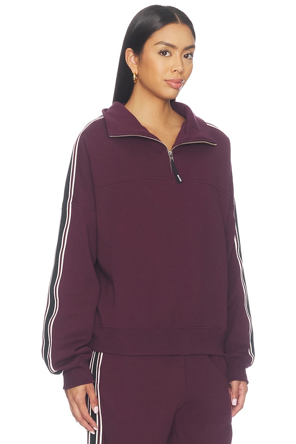 view 2 of 4 Goldie Oversized Half Zip Pullover in Dark Cherry & Black