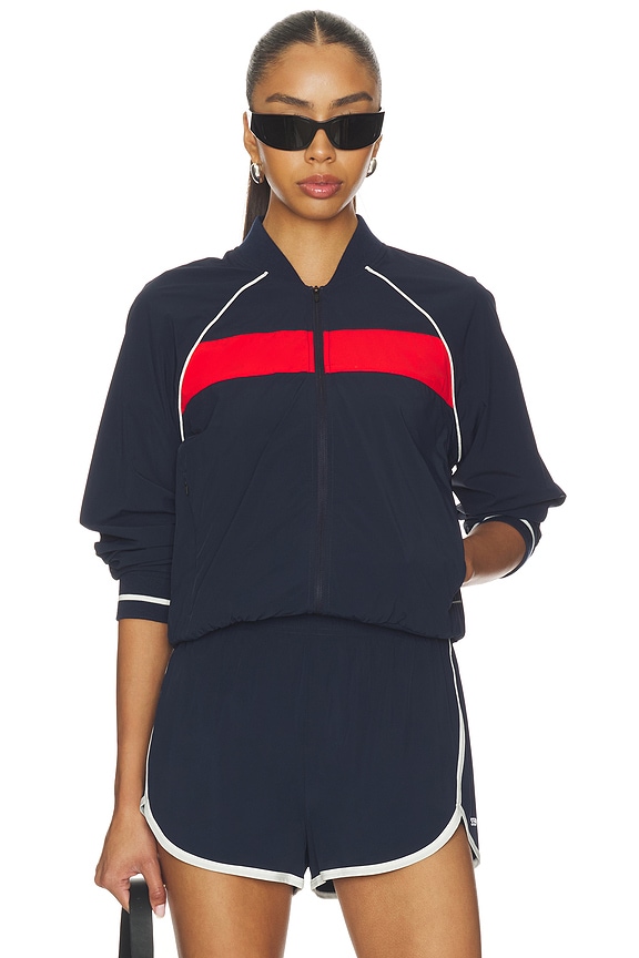 view 1 of 5 CHAQUETA DE NAILON MACI WOVEN NYLON JACKET in Indigo & Lotus Red