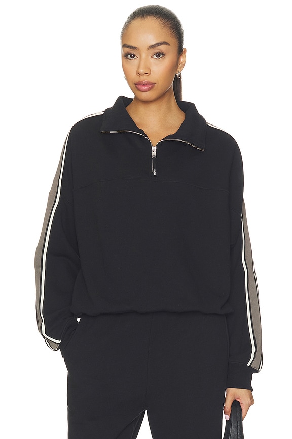 view 2 of 5 Goldie Oversized Half Zip Pullover in Black & Lentil