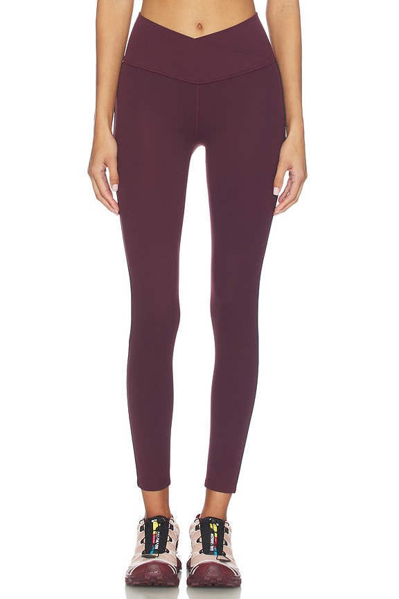 view 2 of 6 Mia Rigor Legging W/ Stripe in Dark Cherry & Indigo