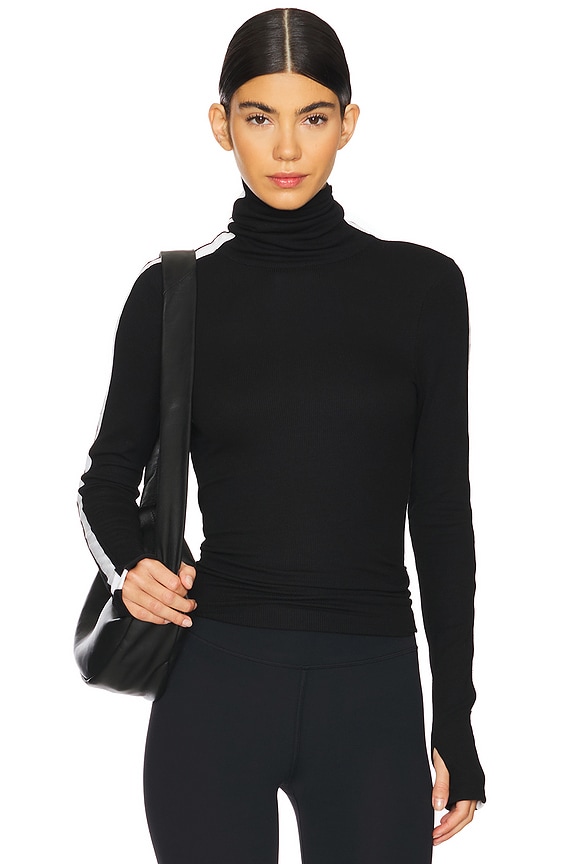 view 2 of 6 Jackson Rib Full Length Turtleneck Top in Black & White