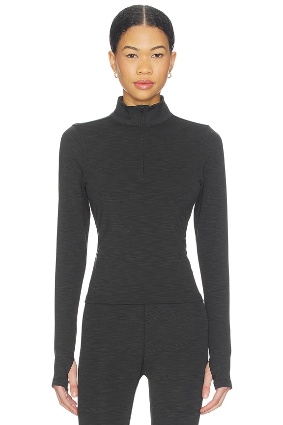 view 1 of 4 TOP CÔTELÉ DE SPORT À DEMI-GLISSIÈRE STEVIE in Heather Graphite