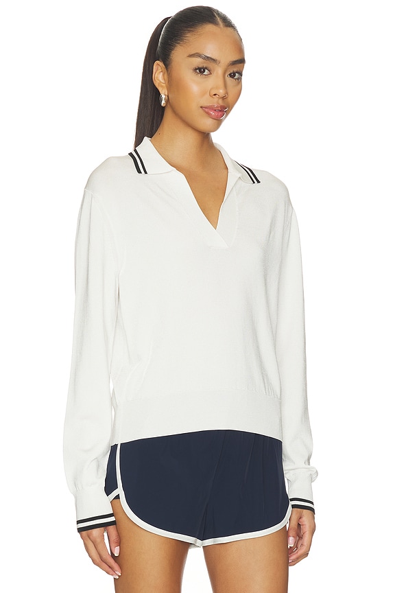 view 2 of 4 Taylor Knit Polo Top in White & Black