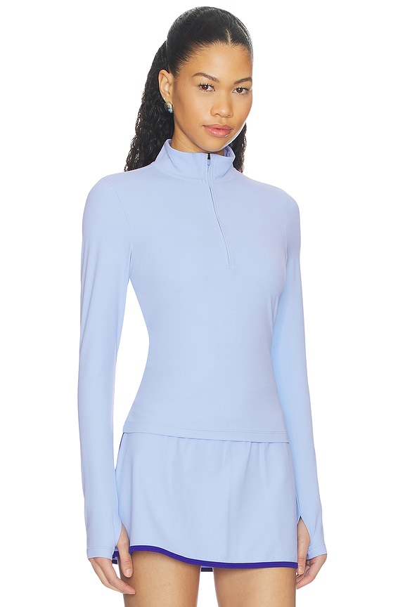 view 2 of 4 Tess Rigor Half Zip Waist Length Top in Skylight