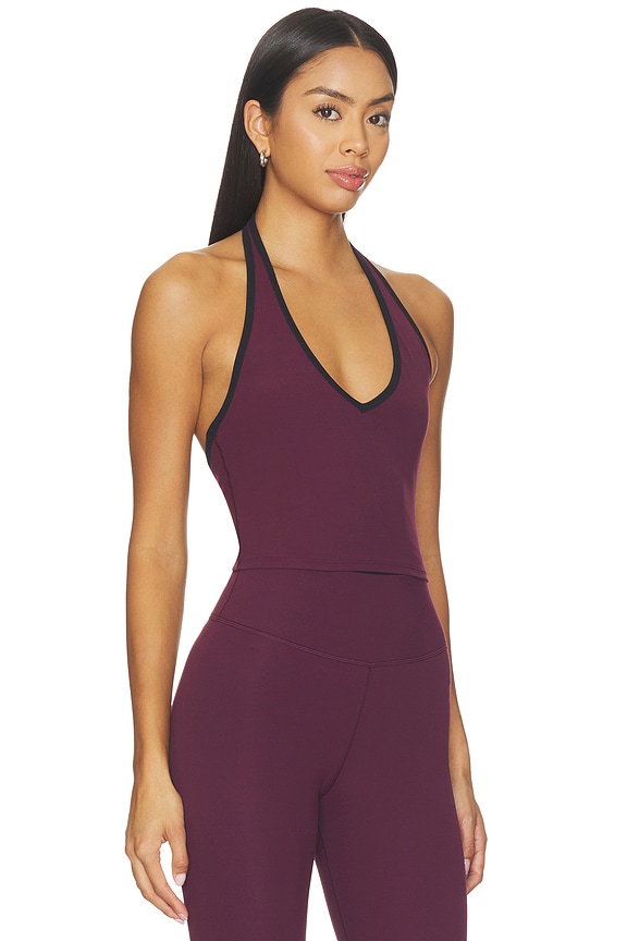 view 2 of 4 Rory Airweight Halter Bralette in Dark Cherry & Black