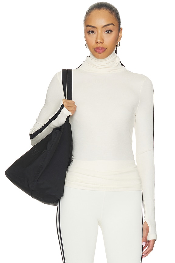 view 2 of 5 Jackson Rib Full Length Turtleneck Top in Creme & Black