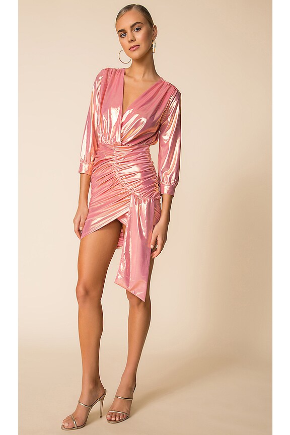 view 1 of 3 Metallic Ruched Dress in Pink