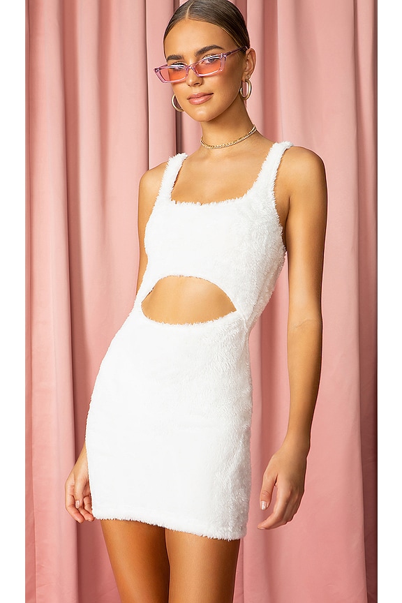 view 1 of 4 Fuzzy Knit Mini Dress in White