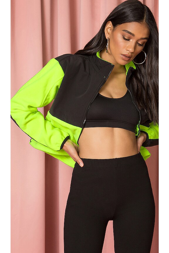 view 1 of 4 Fleece Jacket in Neon Green in Neon Orange