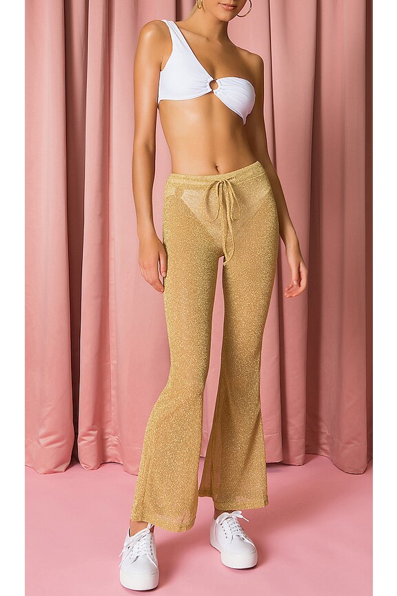 view 1 of 4 Flared Glitter Pants in Gold
