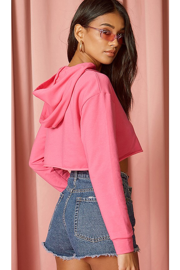 view 2 of 3 Hooded Crop Top in Pink