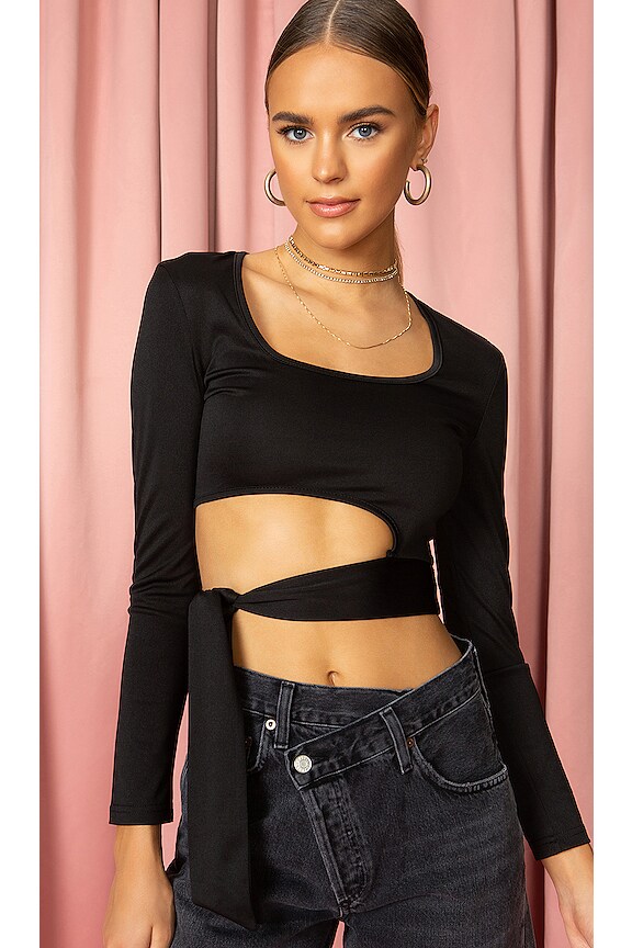 view 1 of 3 Side Tie Crop Top in Black