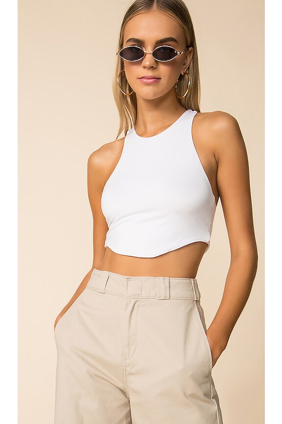 view 1 of 4 Racer Front Tank Top in White