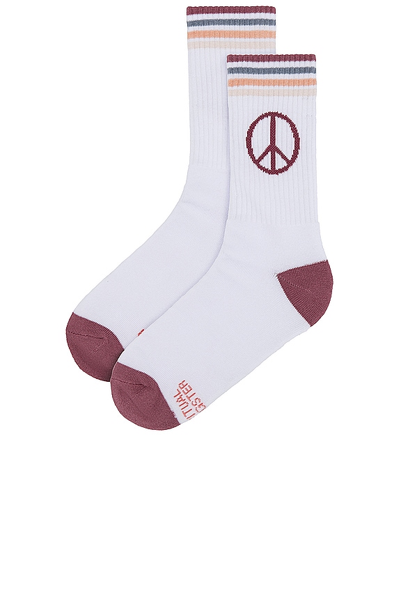 view 2 of 4 Peace Sign Crew Sock in White