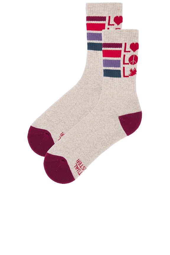 view 2 of 4 Love Stripe Crew Sock in Hrt Oat