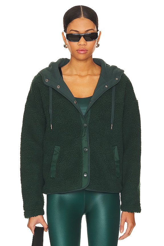 view 2 of 5 Nessa Hooded Sherpa Jacket in Deep Forest