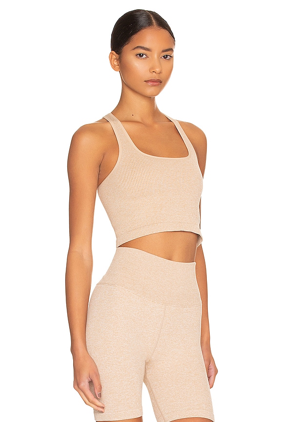 view 2 of 4 Athena Heather Crop Tank in Heather Biscotti