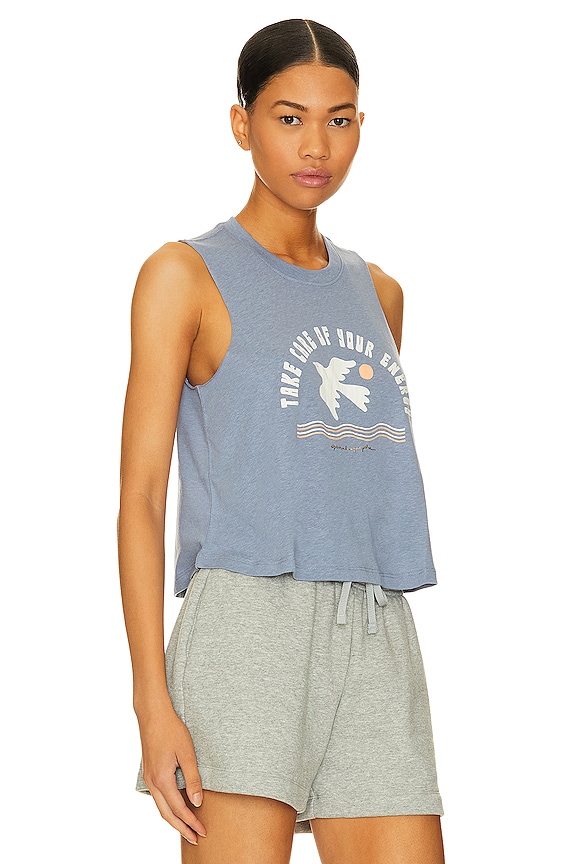 view 2 of 4 TOP CROPPED TAKE CARE OF YOUR ENERGY in Saltwater Blue