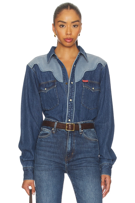 view 1 of 5 Sundance Western Pearl Snap Shirt in Blue