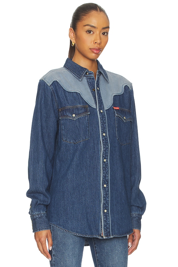 view 2 of 5 Sundance Western Pearl Snap Shirt in Blue