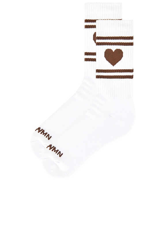 view 2 of 4 Heart Logo Crew Socks in White & Americano