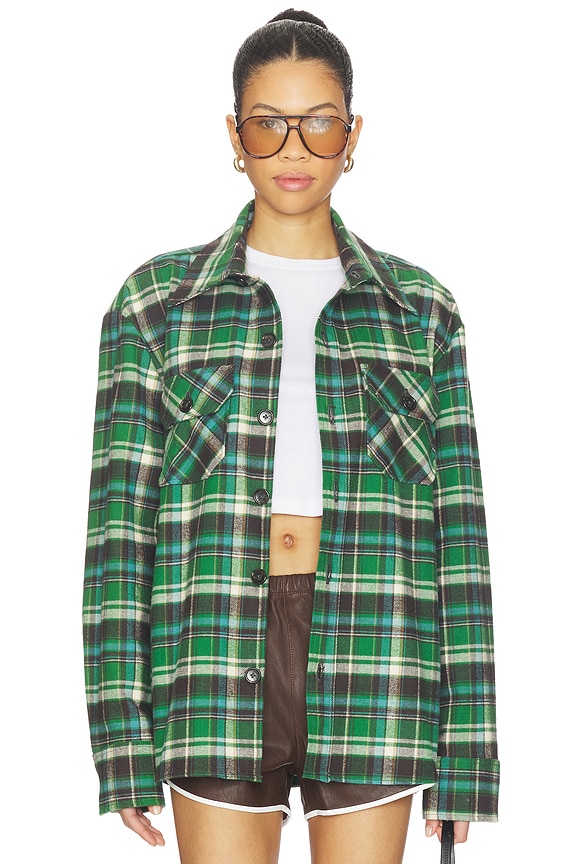 view 1 of 5 Shacket in Green Plaid