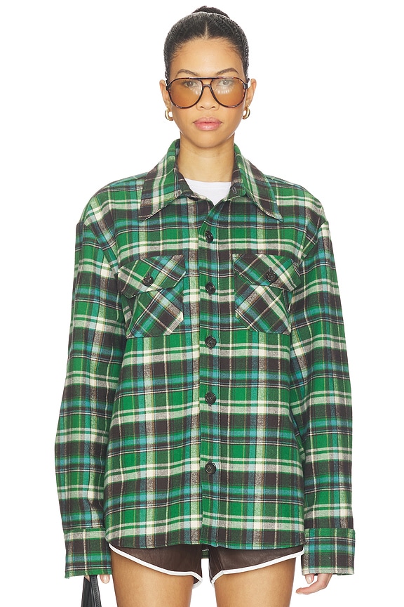 view 2 of 5 Shacket in Green Plaid