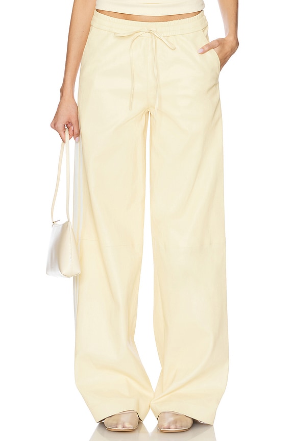 view 2 of 7 Baggy Athletic Stripe Sweatpants in Butter & White