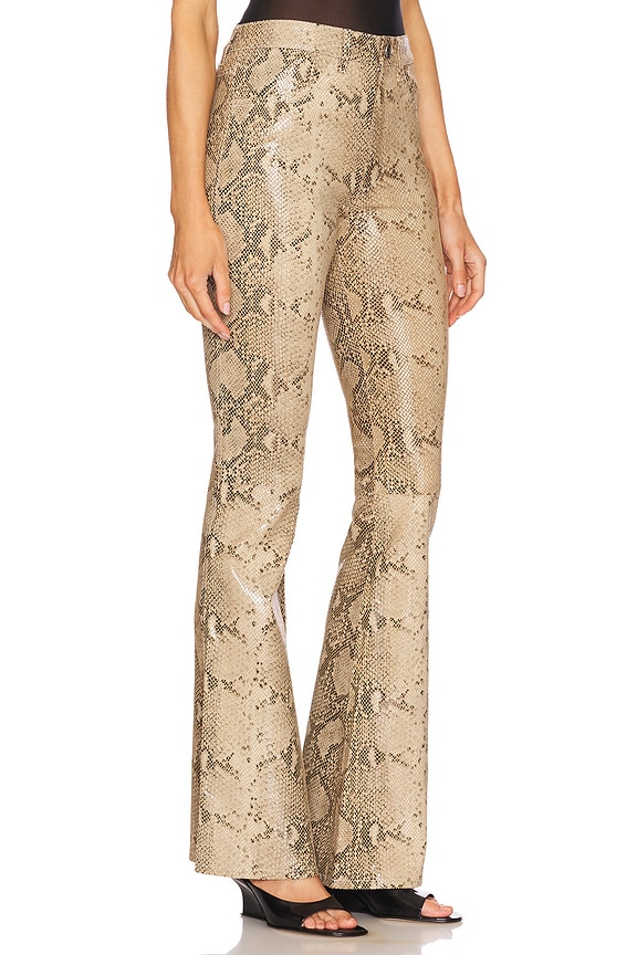 view 2 of 6 5 Pocket Micro Flare in Beige Glossy Python