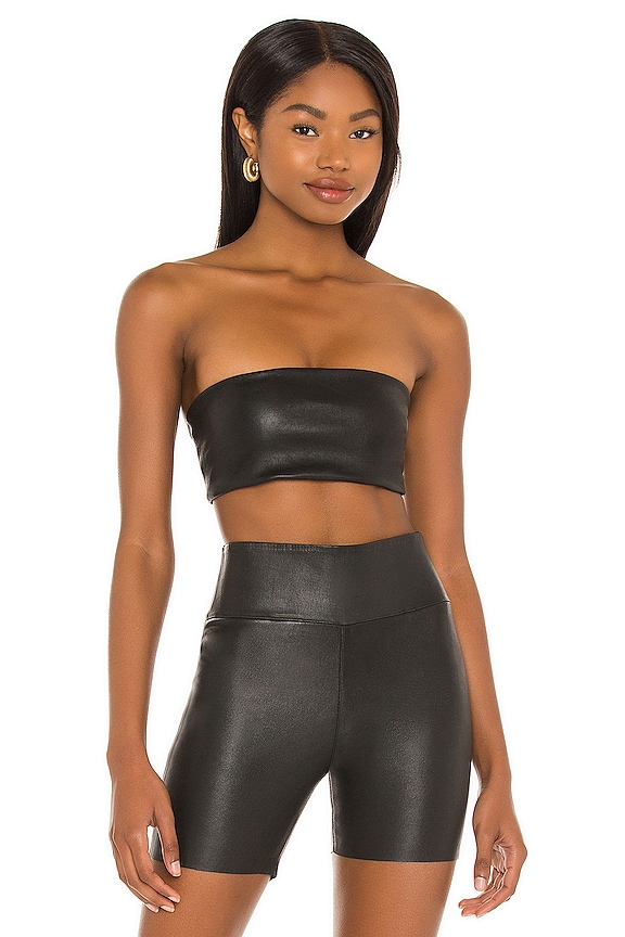 view 1 of 4 Leather Bandeau Top in Black