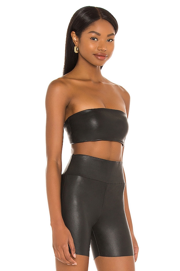view 2 of 4 Leather Bandeau Top in Black
