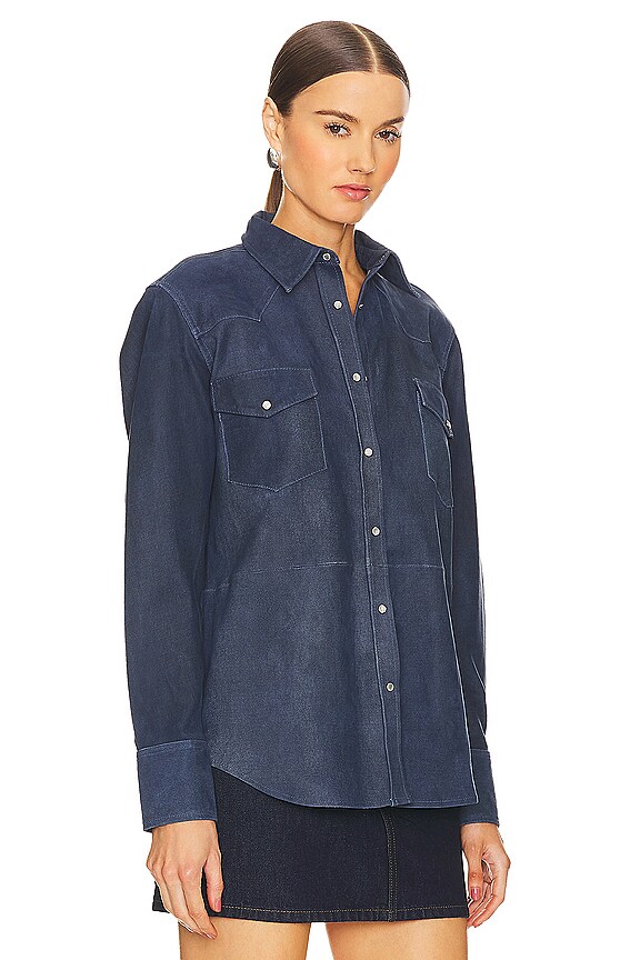 view 2 of 4 Suede Western Button Up in Denim