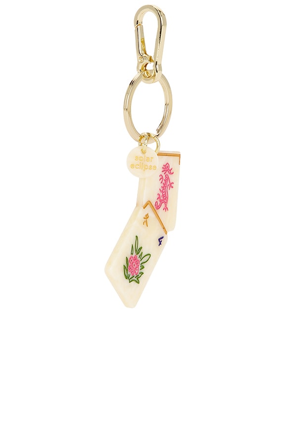 view 2 of 6 Hand-Painted Flower Mahjong Bag Charm & Keychain in 