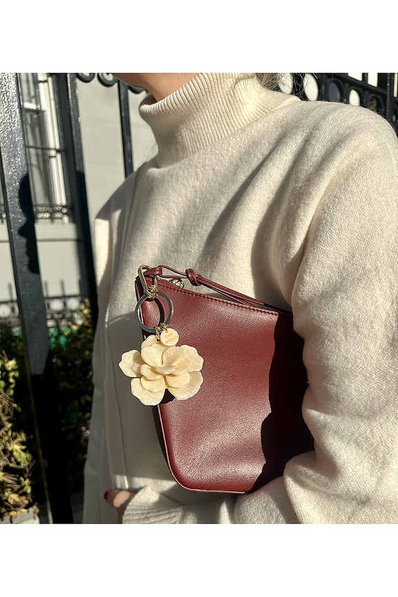 view 2 of 2 LLAVERO GARDENIA FLOWER BAG CHARM + KEYCHAIN in Cream