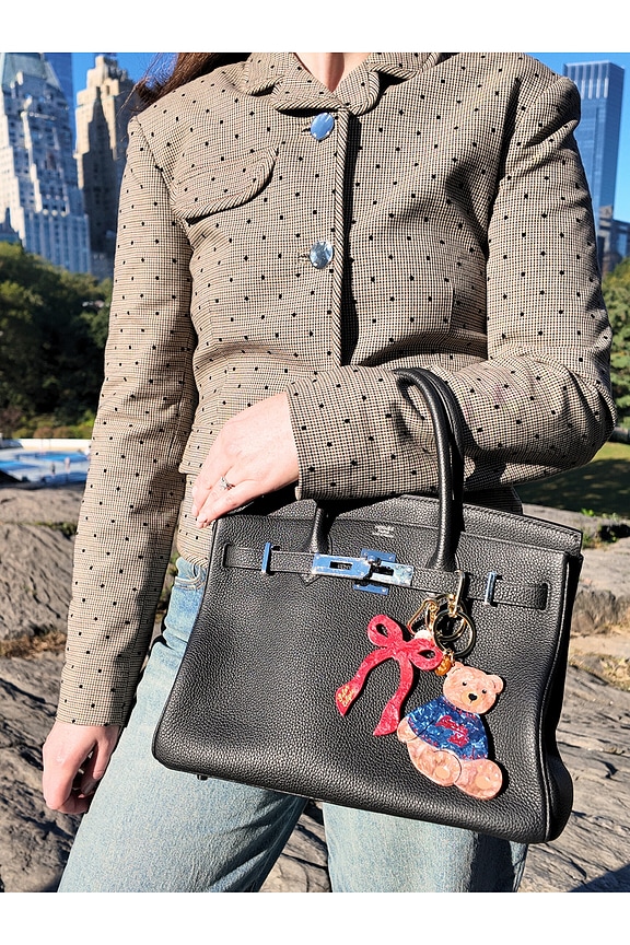 view 2 of 2 Hand-Painted Coquette Bow Bag Charm + Keychain in Red