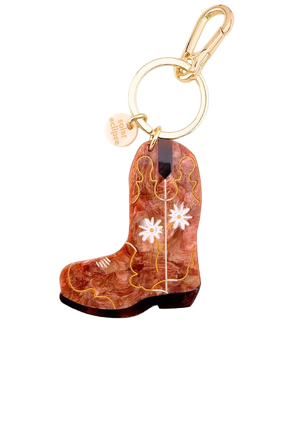 view 1 of 2 Hand-painted Daisy Cowboy Boot Bag Charm + Keychain in 