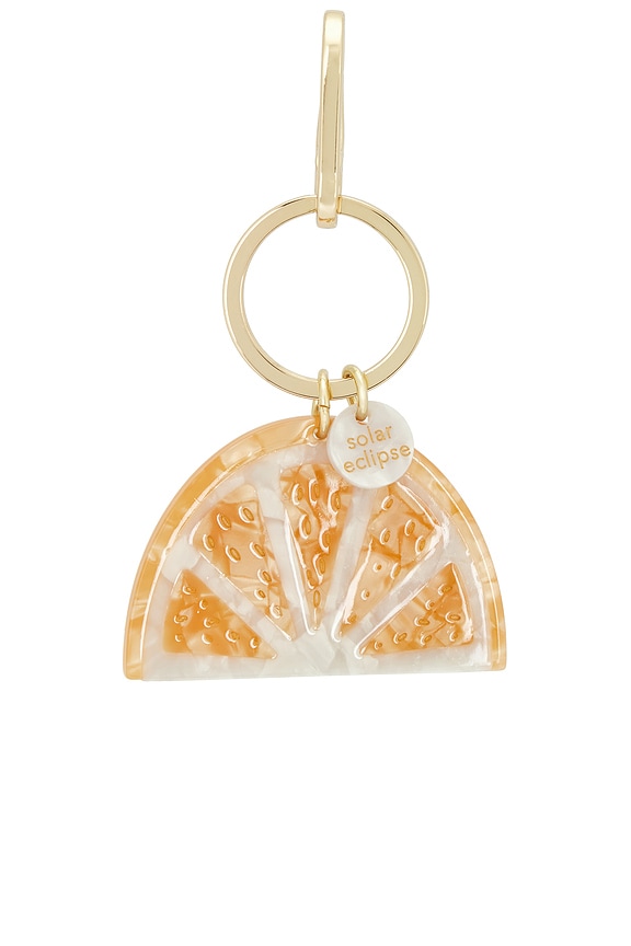 view 2 of 6 HAND-PAINTED CITRUS SLICE BAG CHARM + KEYCHAIN HAND-PAINTED CITRUS SLICE BAG CHARM + KEYCHAIN  in Orange