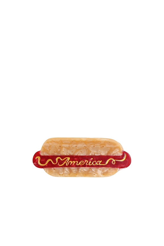 view 1 of 2 Hand-Painted America Hot Dog Claw Hair Clip in 