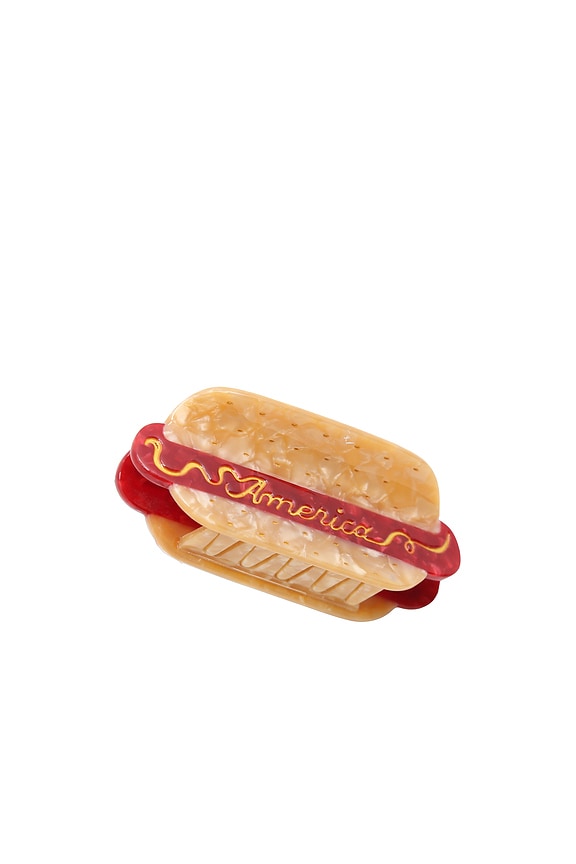 view 2 of 2 Hand-Painted America Hot Dog Claw Hair Clip in 