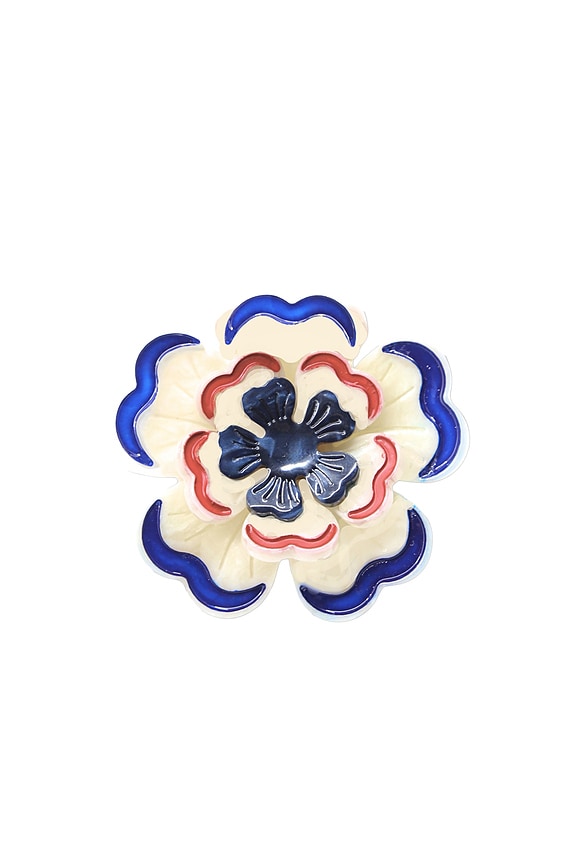 view 1 of 2 PINZA DE PELO DECORADA CON FLORES AMERICANAS PINTADAS A MANO HAND-PAINTED AMERICANA FLOWER CLAW CLIP in White