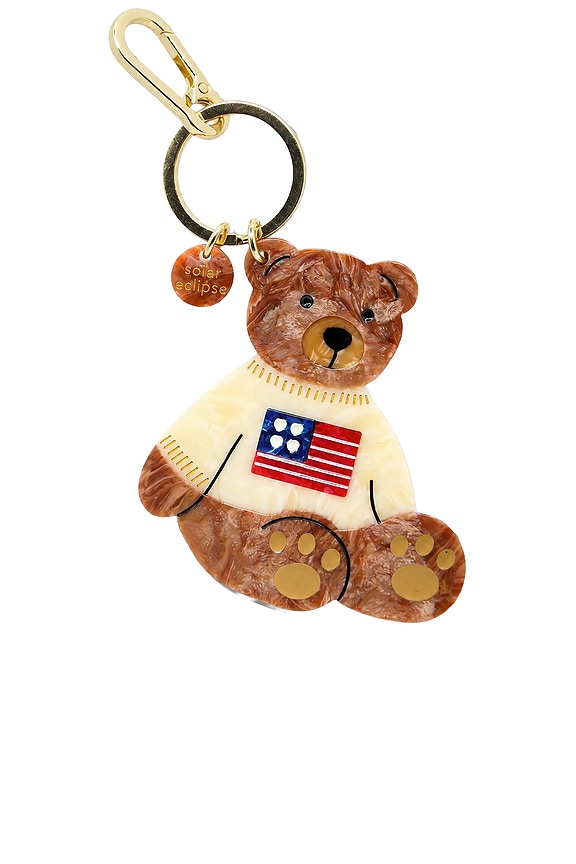 view 1 of 2 Hand-Painted Americana Teddy Bear Bag Charm & Keychain in 