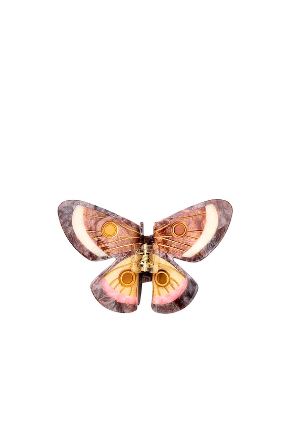 view 1 of 5 Hand-painted Emperor Silk Moth Claw Hair Clip in Brown