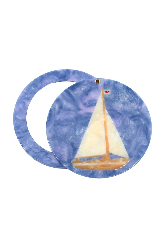 view 2 of 2 Hand-painted Sail Boat Compact Mirror in 