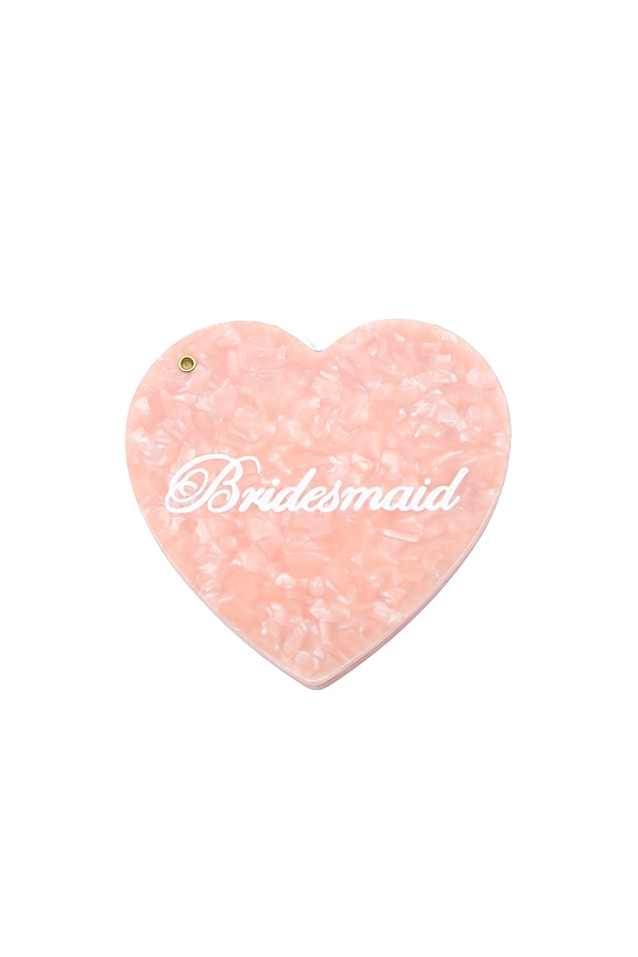view 2 of 2 Hand-Painted Bridesmaid Compact Mirror in Pink
