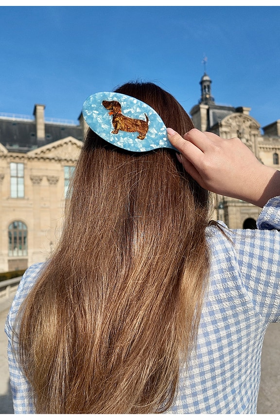 view 2 of 3 Hand-painted Dachshund Dog Acetate 2-1 Daily Hair Brush in 