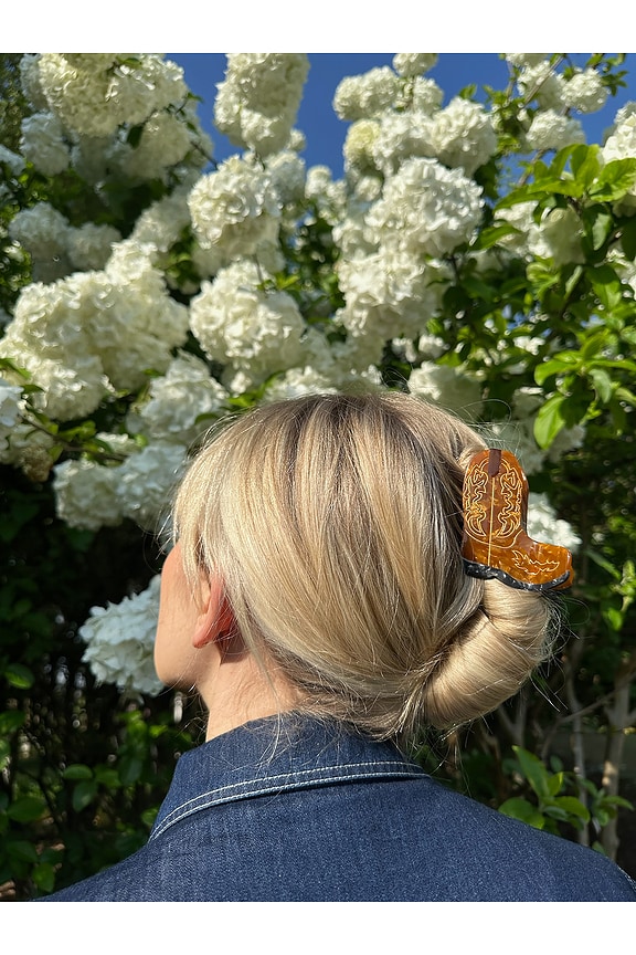 view 2 of 2 Hand-painted Cowboy Boot Claw Hair Clip in 