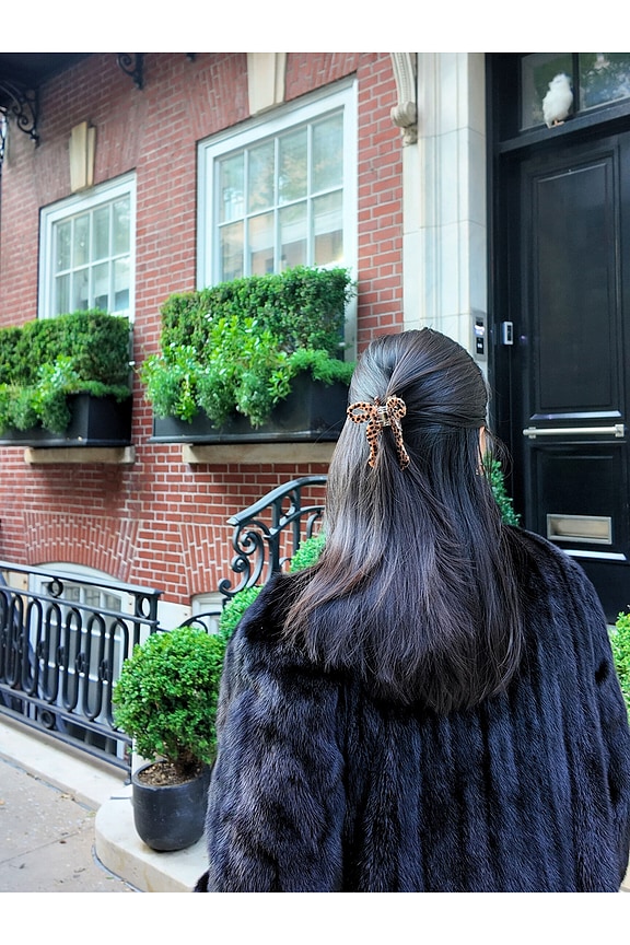 view 2 of 2 Hand-painted Coquette Bow Claw Hair Clip in Leopard