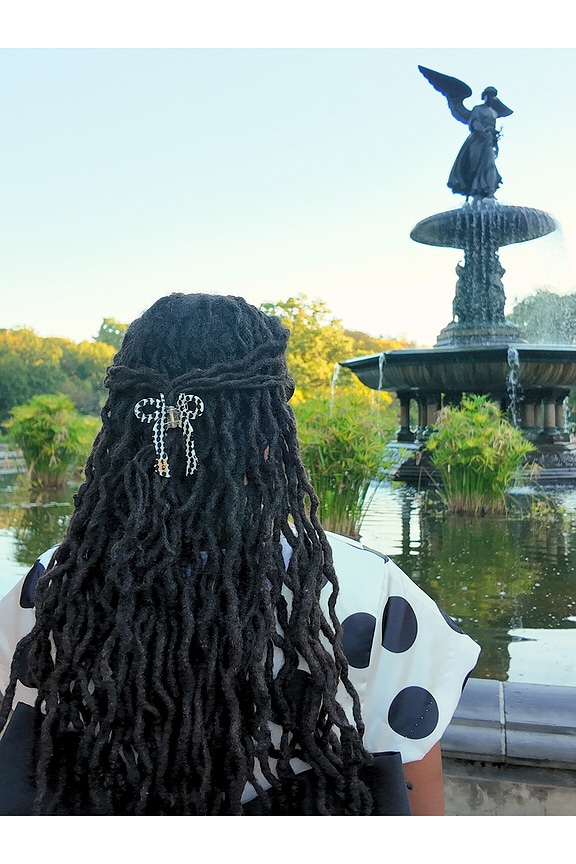 view 2 of 2 Hand-painted Coquette Bow Claw Hair Clip in Polka Dot